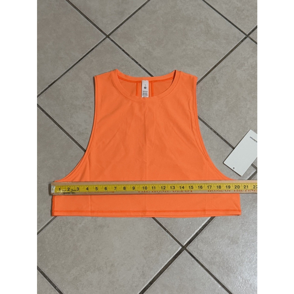 LULULEMON MUSCLE LOVE CROP TANK TOUGH HIGHLIGHT ORANGE SZ 10 - Picture 4 of 10